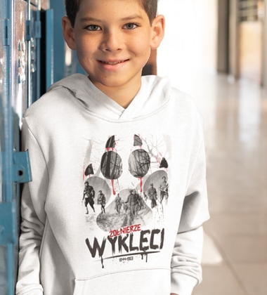 Bluza z kapturem dziecięca ŻOŁNIERZE WYKLĘCI BIAŁA